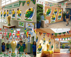 Mural temático com produções dos alunos